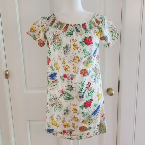 - J. Crew, Hawaiian print shift dress, 100% cotton, size 0, Hawaiian Island - Picture 7 of 16